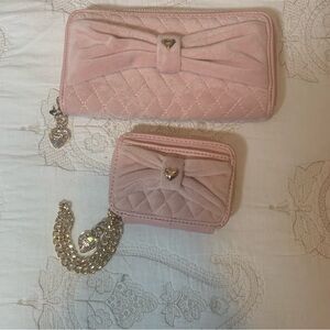 Juicy Couture Pink Quilted Bow Wallet and Coin Pouch Set NWOT